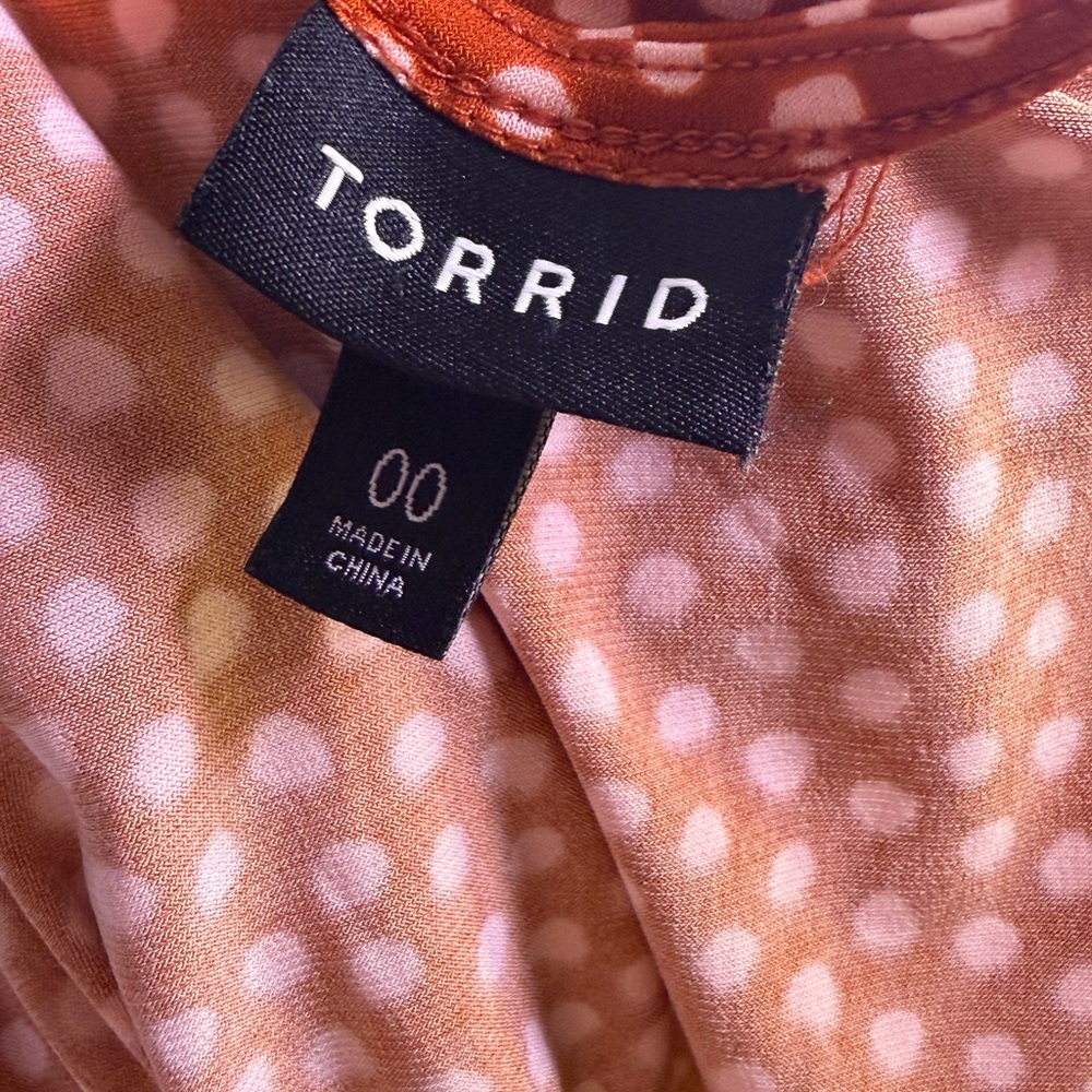 Torrid - Studio Knit Midi Cross Dress, Oxide Brown with White Polka Dots, Size00 - Picture 8 of 11